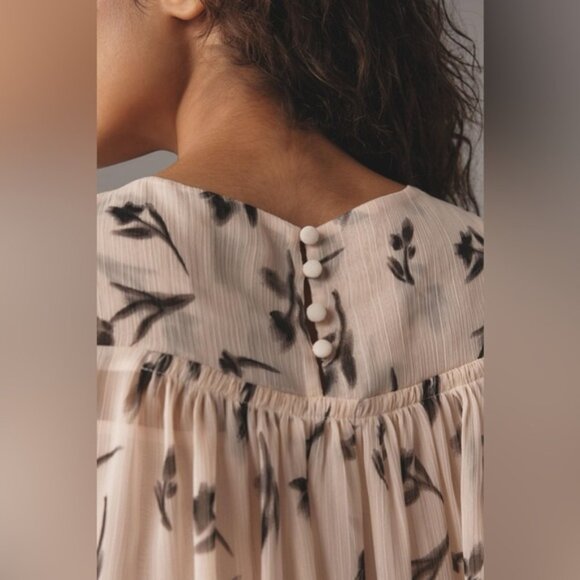 NWT Size M  Maeve LongSleeve Pleated Peasant Blouse - Picture 3 of 16